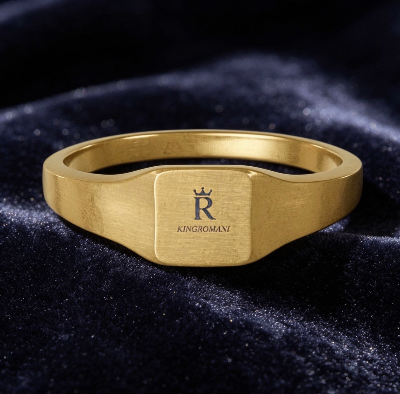Engravable Square Signet Ring — Stainless Steel Personalized Men’s Ring