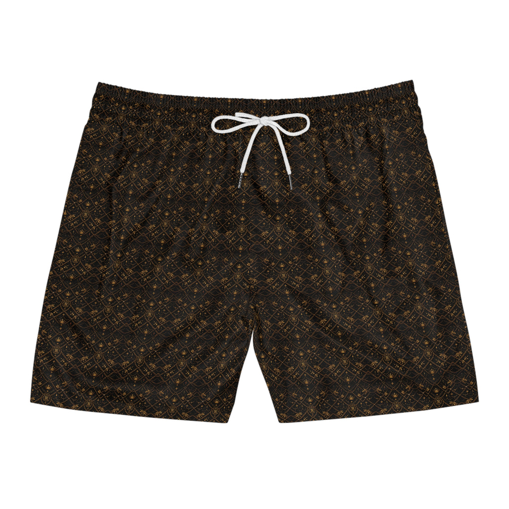 Kingromani Men's Mid-Length Swim Shorts — All-Over Print